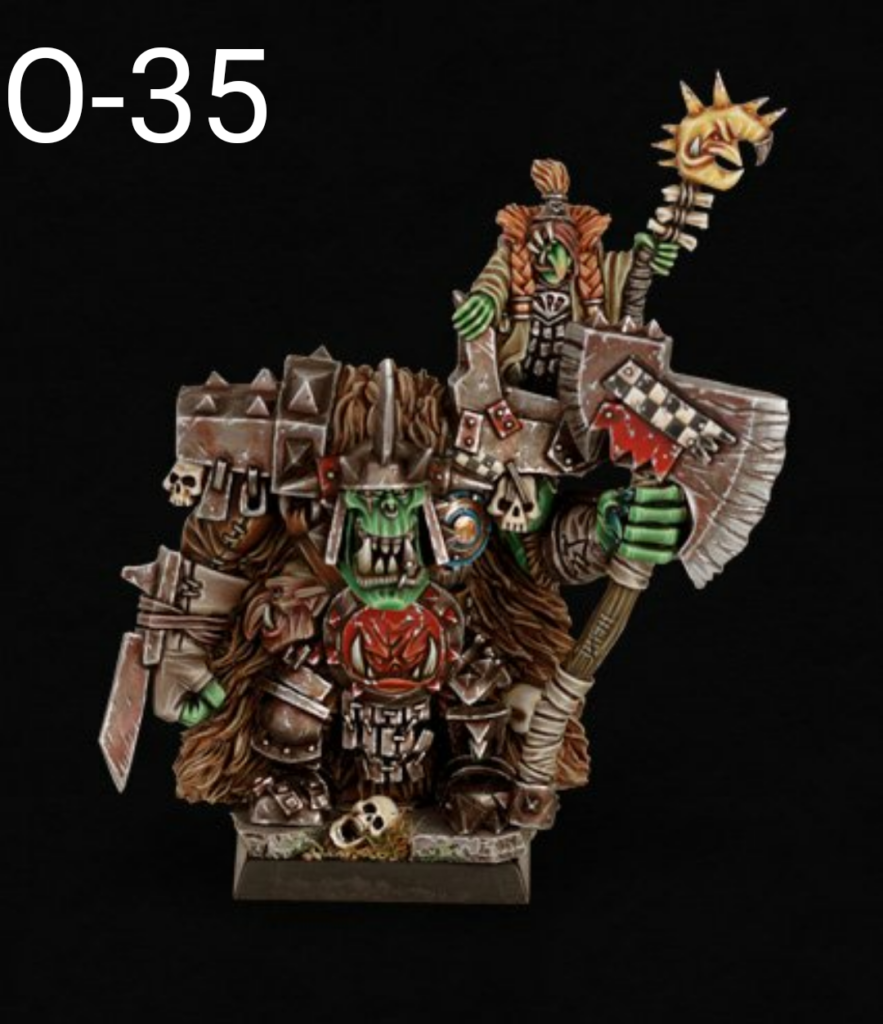 Ork Warboss Grumlok and goblin shaman Gazbag